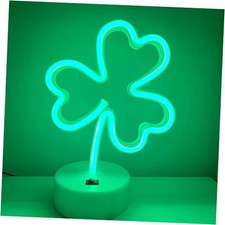 Shamrock Shape LED Neon Signs Green Decorative Lights USB/Battery Clover