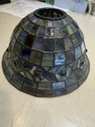 Vintage Tiffany Style Blue Stained Glass Floral Small Lamp Shade SHADE ONLY