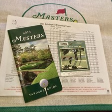 Masters Augusta National Golf 2013 Mint Lot Pairing Sheet, Yardage Guide, Badge