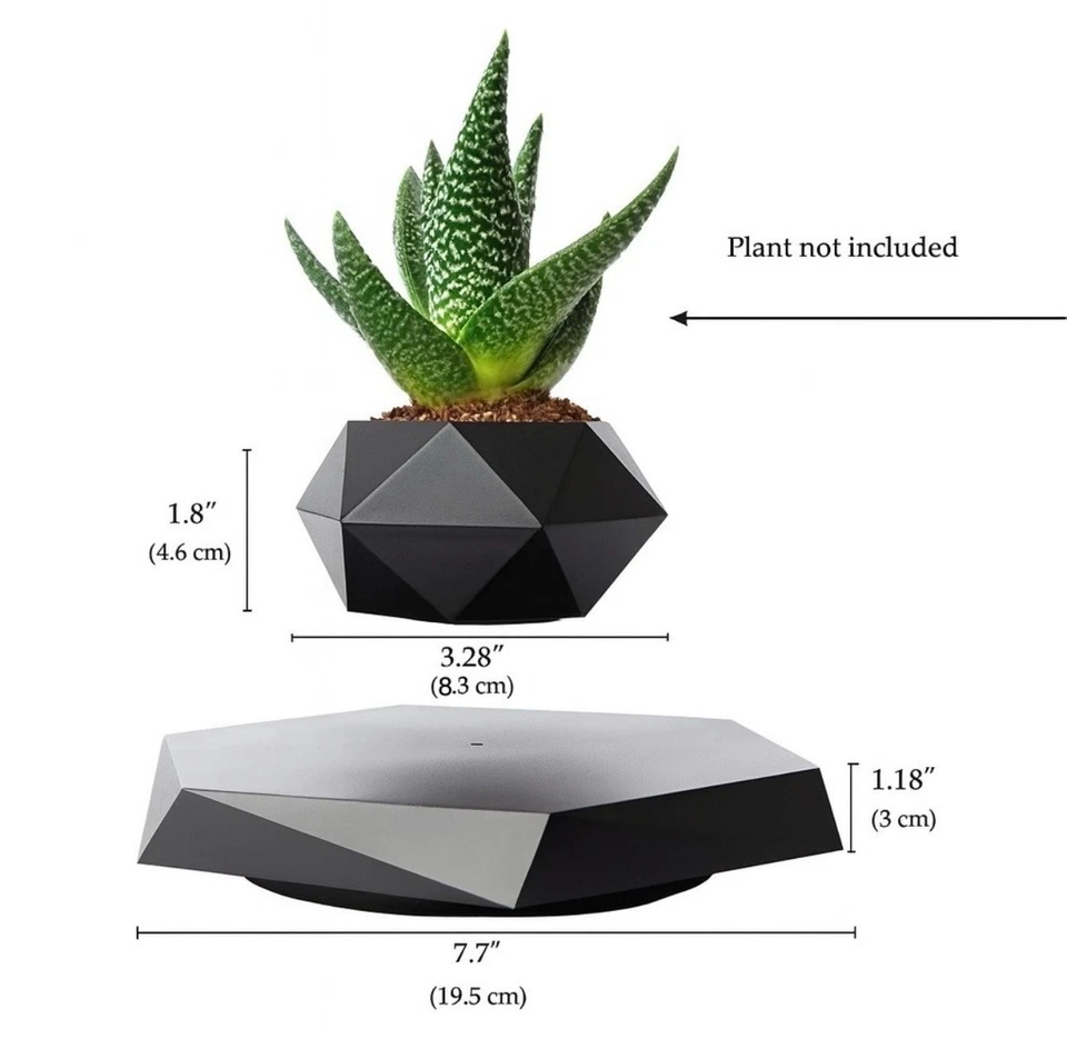 Magnetic Levitating Plant Pot Floating Planter for Succulents Bonsai Home Decor - Image 2 of 4