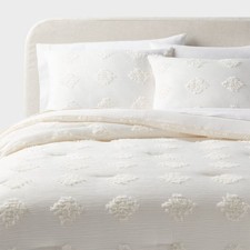 Tufted Diamond Crinkle Duvet Cover and Sham Set - Threshold