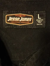 Jesse James Work Wear L Black Long Sleeve Button Up Shirt