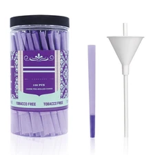 100 PACK Purple Pre Rolled Cones| King Size Rolling Paper Cone 108 MM with Lo...