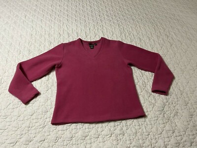 WOMENS LL BEAN POLAR FLEECE V-NECK PULLOVER
