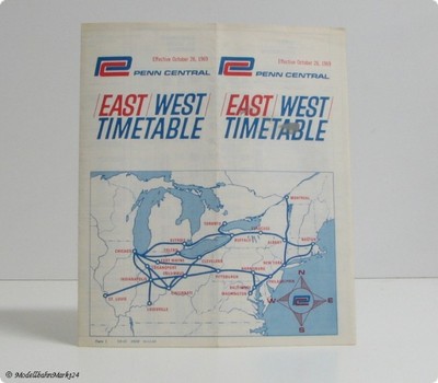 Penn Central East West Timetable October 26 1969