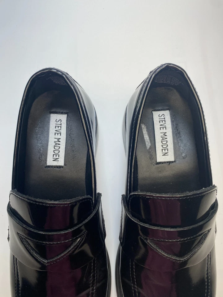 Steve Madden Womens Black Patent Leather Leedan Penny Loafer Sz 8 - Image 4 of 4