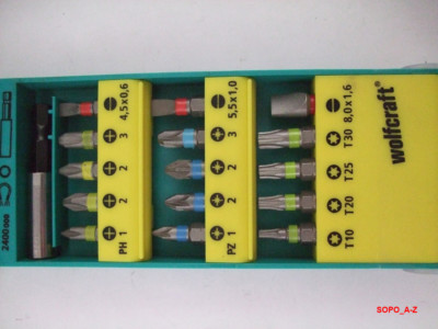Bitbox Bit Bithalter wolfcraft PH PZ Torx Schlitz 16 tlg.
