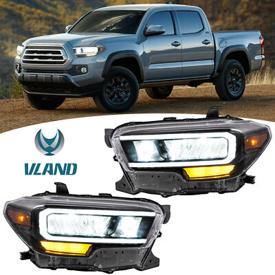 VLAND Pair Full LED Headlight DRL ForToyota Tacoma 2016-2023 Plug and Play