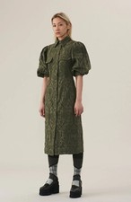 GANNI DRESS BRODERIE ANGLAISE KHAKI SIZE 36
