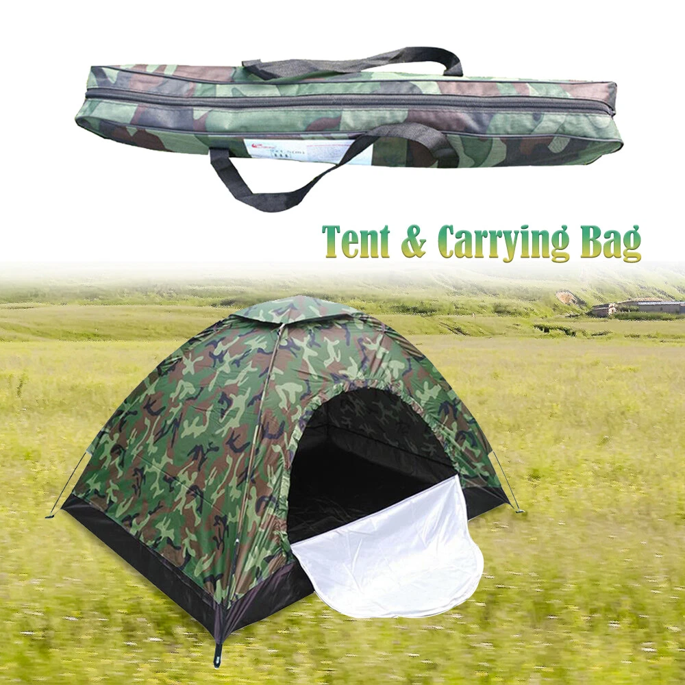 Portable 1-2 Person Camping Tent Waterproof for Family Camouflage Outdoor Hiking