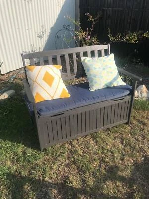 Timber Garden Storage Bench With Bench Cushion Lounging