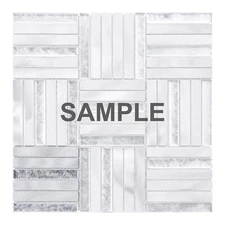 Aluminum Metallic Silver Foil Glass Parquet Mosaic Tile Kitchen Wall Backsplash