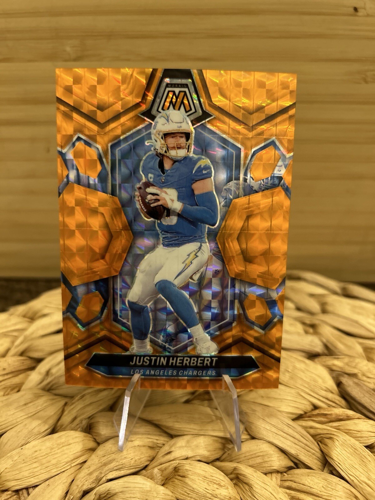 2024 Panini Mosaic Justin Herbert #120 Orange Mosaic /199 Los Angeles Chargers