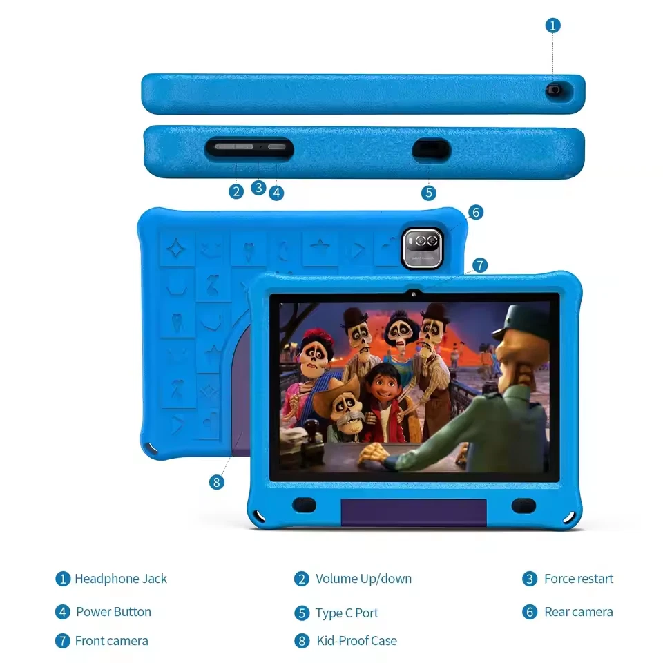 10.1-inch Android 12 Tablets Quad Core 3G/32GB WiFi Bluetooth GPS for Kids-Blue - Image 4 of 4
