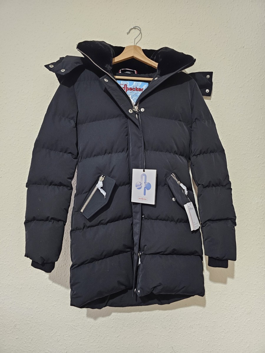 Woodpecker women's penguin long coat matt black size S UK