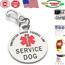 Lightweight Service Dog Tag with Red Medical Alert and Smooth Edges, 1.25 Inch