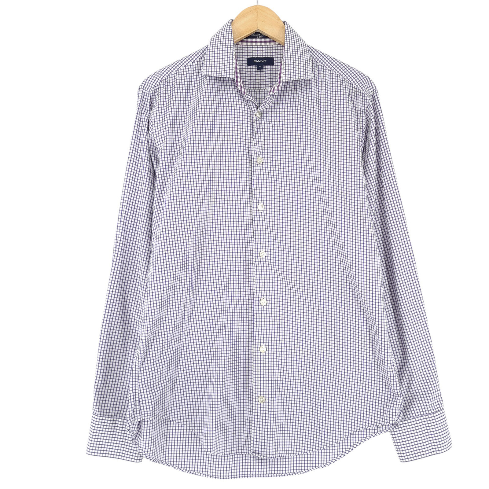 GANT Hombre Camisa Violeta Boston Sarga Algodón de Cuadros Ft0 Talla M