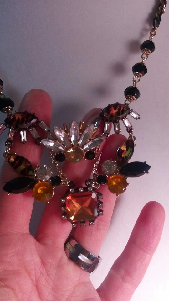 Betsey Johnson коричневые камни заявление ожерелье, в золотом тоне - Изображение 3 из 4