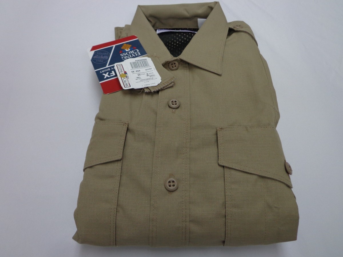 Flying Cross FX Men Class B Long Sleeve Tan Shirt Hidden Front