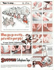 1952 3M Scotch Cellophane Tape Vintage Print Ad Vacation Planner