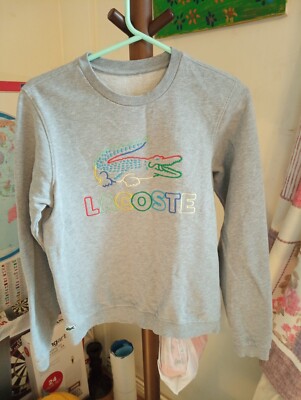kids Boys' Lacoste Crew Neck Sweatshirt tracksuits Grey age 16 Logo Genuine  UK