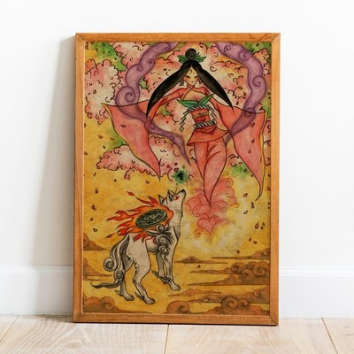 Okami Poster, Retro Print, Kraft Paper Prints, Home Decor, Game Poster 4
