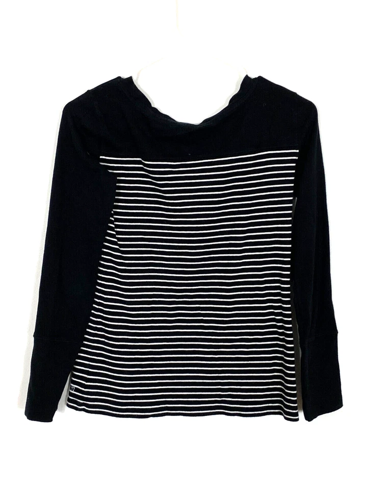 Calvin Klein Shirt Womens Medium Black White Performance Long Sleeve Striped - Image 2 of 3