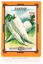 GENUINE VINTAGE CARD SEED PACKET FLORAL C1910 BURT PARSNIP GARDENING FOLK ART
