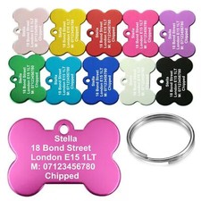 Engraved Dog Tag Personalised ID Pet Tags Cat Identification Collar Name Tag