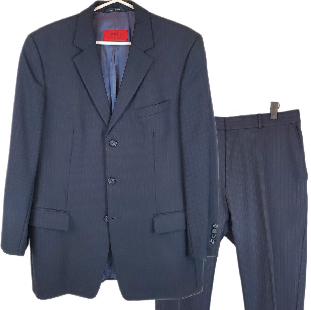 Hugo Boss Albo Hago Virgin Wool Suit Blazer & Pants 40R Mens Notch