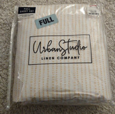 Full Sheet Set White Orange Striped 100 Microfiber Urban Studio Linen Company