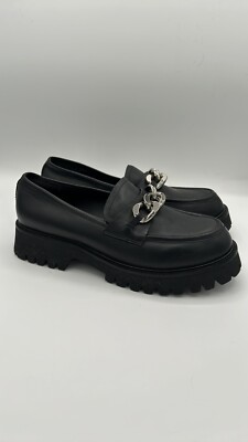 Tony Bianco Women Size EU 40 Georgi Leather Chunky Gold Chain Loafer 