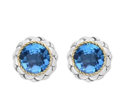 NEW! BLUE TOPAZ STERLING SILVER EARRINGS BY EFFY