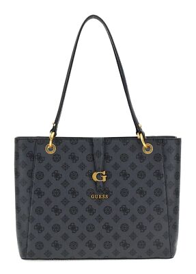 GUESS Kuba Noel Tote Schultertasche Tasche Charcoal Logo dunkelgrau schwarz Neu