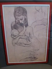 PABLO PICASSO Rare 1904 Mother Nursing Child Baby  Turner Wall Accessory