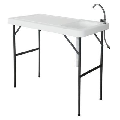 Outdoor Fish Cleaning Camp Furniture Cutting Table with Sink Faucet Portable