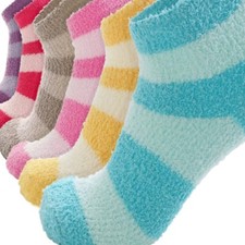 3-Pack Incredibly Soft Fuzzy Striped Socks - Assorted Colors