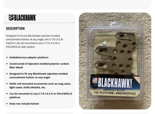 NEW Blackhawk S.T.R.I.K.E. MOLLE / PALS Holster Platform COYOTE TAN MSRP $18.45 - Picture 2 of 2