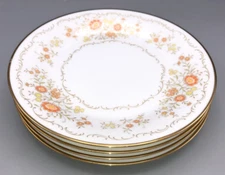 Noritake Inspiration 2607 Bread Plate Gold Rim Floral 6 1/4" Set of 4