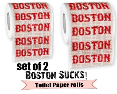 2 Boston Sucks Toilet Paper Rolls - Yankees Mets Red Sox Fans - gag gift joke