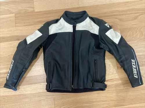 Dainese Zen EVO Perforated Leather Jacket Black/White 52