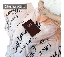  Healing Sherpa Throw Blanket- Christian Prayer Sherpa Blanket 50" x 60" Trust 