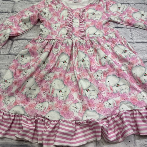 Floral Elephant Girl Dress Pete And Lucy Zoo Garden Long Sleeve Ruffle Trim Dres - Picture 2 of 8