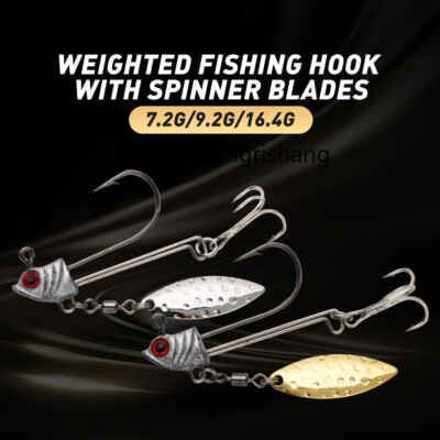 10Pcs Fishing Jigs Underspin Jig Heads with Willow Blade Bass Swim Jig Hook Lure