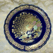 Medium Chinese Porcelain Plate with Peacocks "Tao" - Age 60
