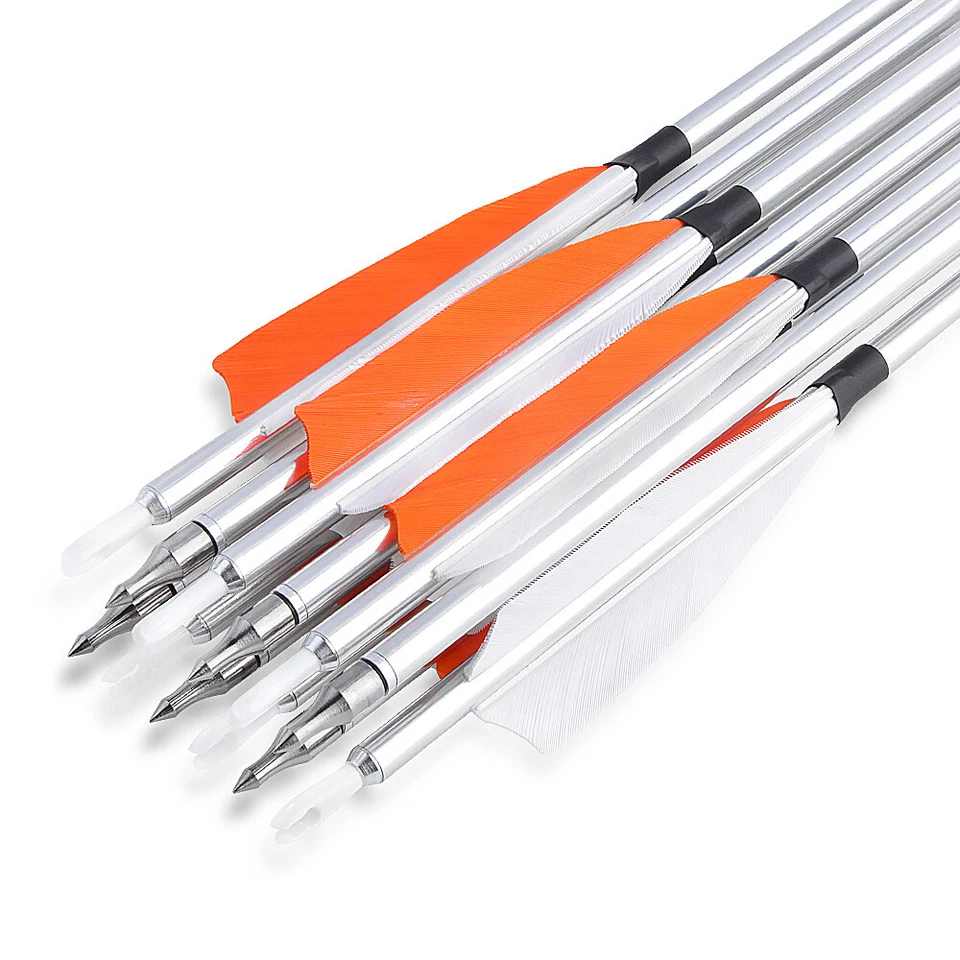 30'' Aluminum Arrow Turkey Feather SP500 Screw Arrowhead Recurve Archery Hunting - Image 4 of 4