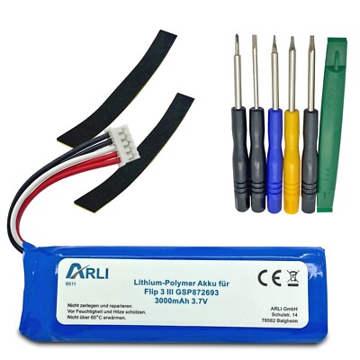 Akku für JBL Flip 3 III GSP872693 3000 mA 3,7 V Ersatz Flip3 Batterie P763098 03