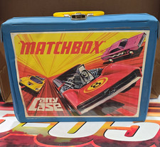 Vintage 1971 Matchbox Lesney Carry Case Blue 48 Car Storage Case w/ 4 Original T
