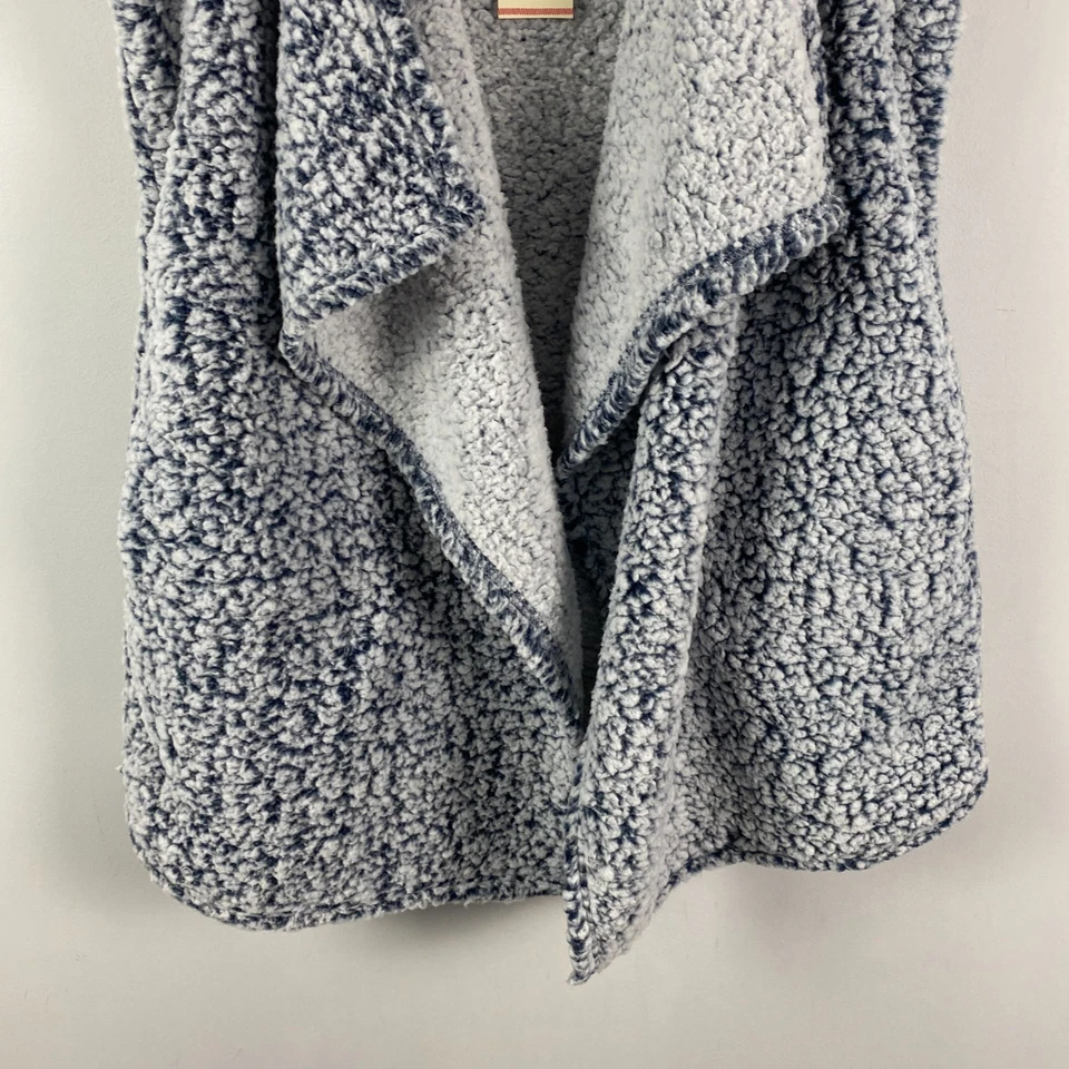 XCVI Wearables Cozy Gray Open Front Sherpa Fleece Vest Size Small Pockets Foto 3 de 4