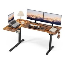 59 Inch L Shaped Standing Desk Adjustable L-shaped 59 Inches Rustic Brown